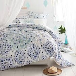 Pottery Barn PB Teen Kelly Slater Ocean Blue Floral Duvet Cover TWIN